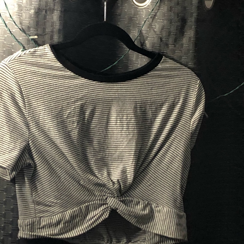 Striped black and white crop top